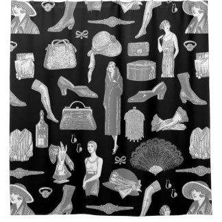 Schwarz-Graukunst Deko 1920er Flapper Glamour femi Duschvorhang