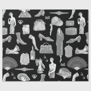 Schwarz-Graukunst Deko 1920er Flapper Glamour femi Geschenkpapier