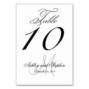 Schwarz , Gray Script Wedding Tischnummer