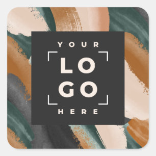 Schwarz, grün abstrakt gestrichen minimalmodern quadratischer aufkleber