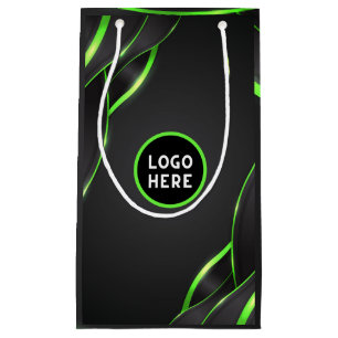 Schwarz-Grün-Abstrakte Fluid-Design Logo hinzufü Kleine Geschenktüte