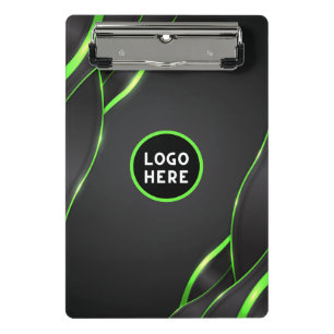 Schwarz-Grün-Abstrakte Fluid-Design Logo hinzufü Mini Klemmbrett