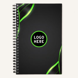 Schwarz-Grün-Abstrakte Fluid-Design | Logo hinzufü Notizbuch