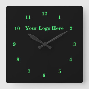 Schwarz Grün - Anpassbar - Hinzufügen von Logo/T Quadratische Wanduhr