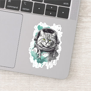 Schwarz-Grün-Astronaut-Katzendesign Aufkleber