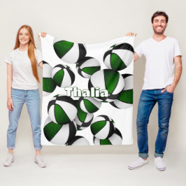 Schwarz-Grün-Basketball-Team Farben Sportdekoratio Fleecedecke
