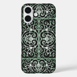 Schwarz-grün-Blättermuster iPhone 16 Hülle