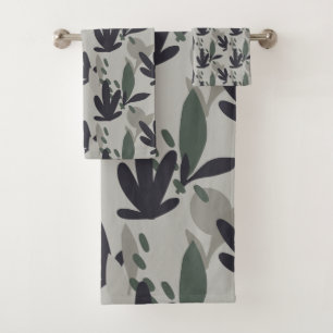 Schwarz-Grün-Camouflage-Muster Badhandtuch Set