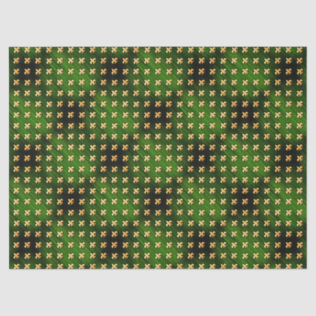 Schwarz-Grün-Hintergrund mit Gold-Lilie Seidenpapier (Vorderseite)