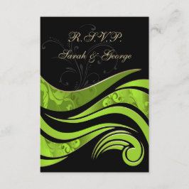 Schwarz-Grün-Hochzeit RSVP Standard 3,5 x 5 Karte