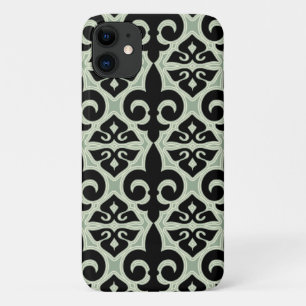 Schwarz-Grün-Lilie-Muster Case-Mate iPhone Hülle