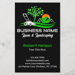 Schwarz-Grün-Moderne Rasenpflege Landscaping Busin Flyer