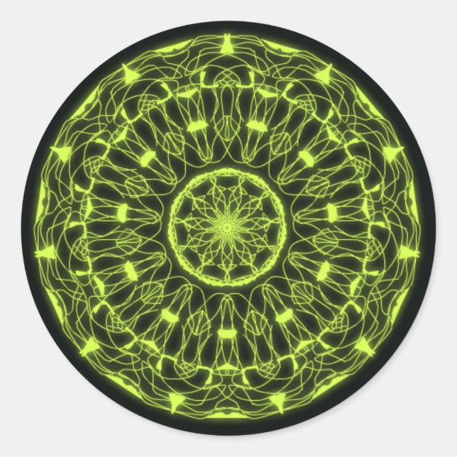Schwarz-Grün-Psychedelikatsticker Runder Aufkleber (Vorderseite)