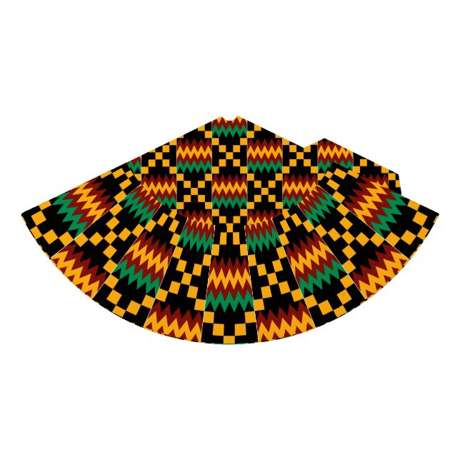 Schwarz, Grün, Rot, Gelb Kente Tuch Partyhütchen (Vorderseite)