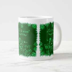 Schwarz-Grün-Schneemann-Illustration-Let it Snow Jumbo-Tasse