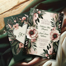 Schwarz-Grün- und Blütenrosa-Blütenhochzeit