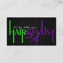 Schwarz-Grün- und Lila-Haarstyllik-Text