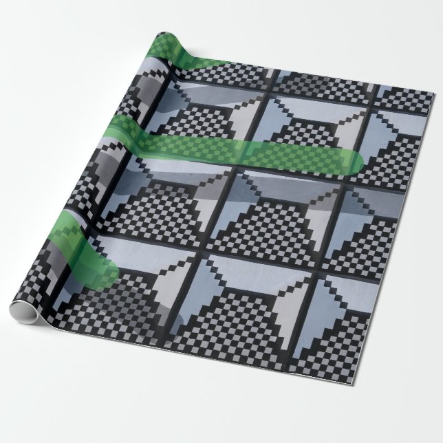 Schwarz, Grün und Schwarz Geschenkpapier (Ungerollt)
