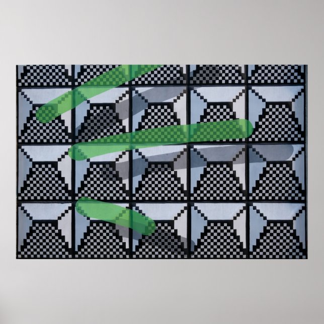 Schwarz, Grün und Schwarz Poster (Vorne)