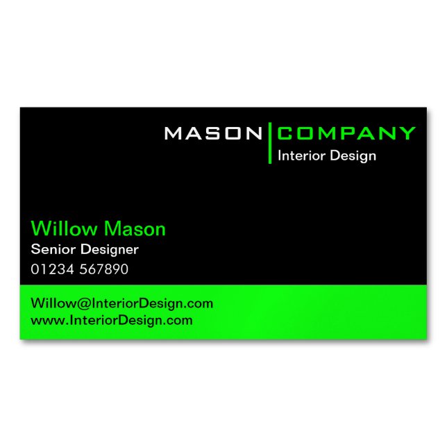 Schwarz-Grün-Unternehmenskarte Magnetische Visitenkarte (Vorderseite)
