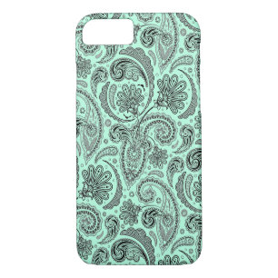 Schwarz-Grün-Verziert-Blütenpaisley Case-Mate iPhone Hülle