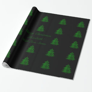 Schwarz-Grün-Weihnachtsbaummuster Hinzufügen von T Geschenkpapier