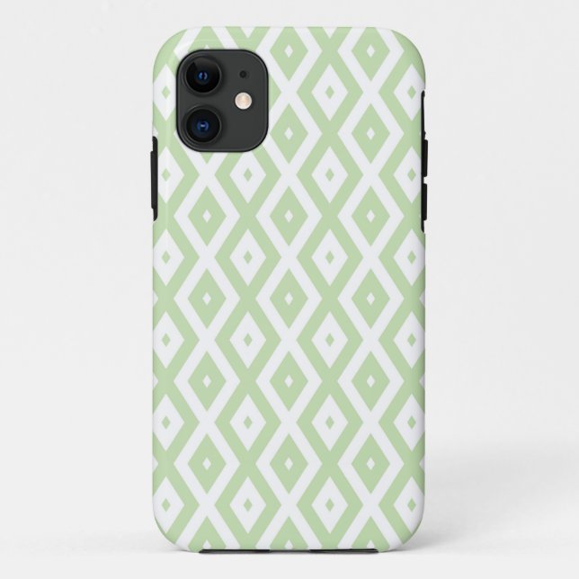 Schwarz-Grün-Weiß-Diamantmuster Case-Mate iPhone Hülle (Rückseite)