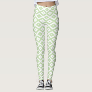 Schwarz-Grün-Weiß-Diamantmuster Leggings