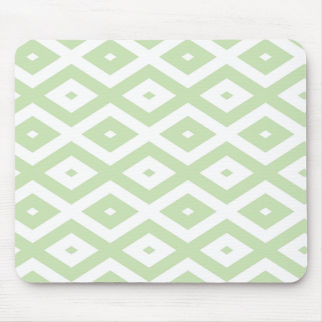 Schwarz-Grün-Weiß-Diamantmuster Mousepad (Vorne)