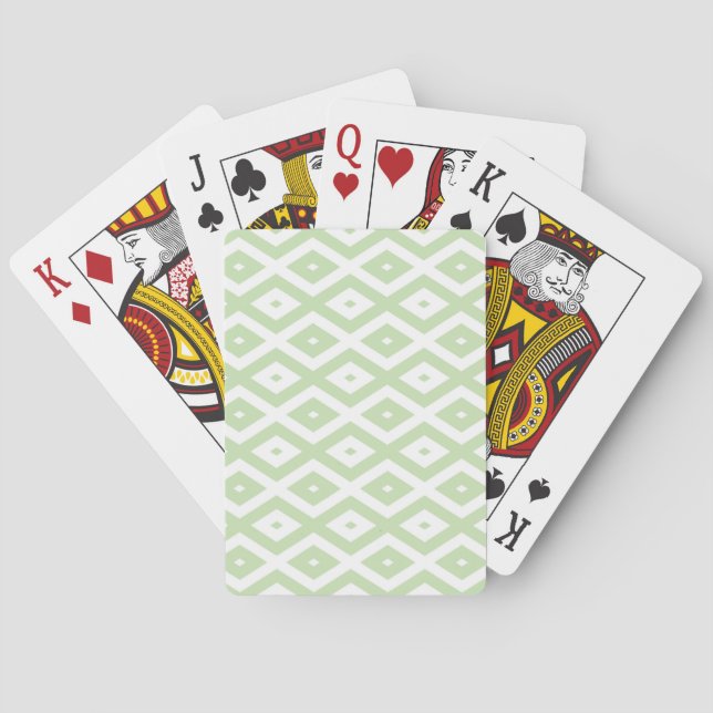 Schwarz-Grün-Weiß-Diamantmuster Spielkarten (Rückseite)