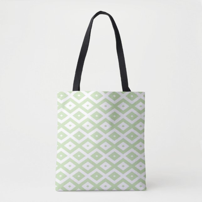 Schwarz-Grün-Weiß-Diamantmuster Tasche (Vorderseite)
