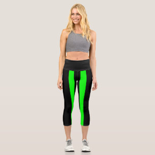 Schwarz-Grün-Welle Capri Leggings