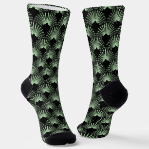 Schwarz-grüne Art-Deco-Muster-Socken Socken