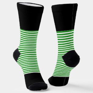 Schwarz + Grüne horizontale Streifen Socken