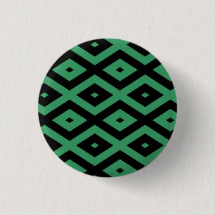 Schwarz-grünes Diamantmuster Button