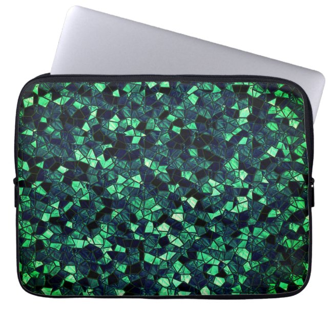Schwarz-grünes Mosaik mit teilweise entfernter Far Laptopschutzhülle (Vorderseite)