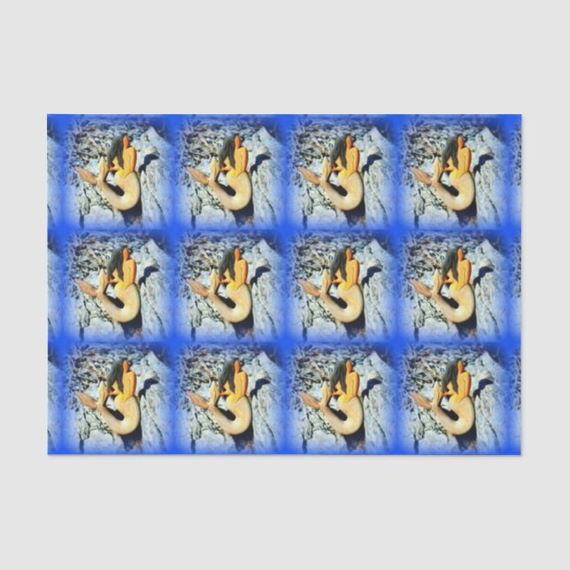schwarz-haariges Meerjungfraublau Seidenpapier (Vorderseite)