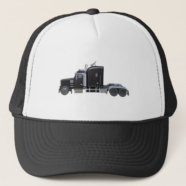 Schwarz-halb LKW mit vollen Lichtern in der Truckerkappe (Vorderseite)