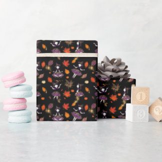 Schwarz | Halloween Kleine Hexe Geschenkpapier