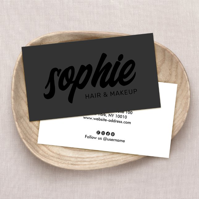 Schwarz: Handgeschriebenes Brush-Script Visitenkarte (Von Creator hochgeladen)