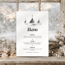 Schwarz handgezeichnete Bäume Weihnachts-Dinner-Me