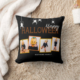 Schwarz-Happy Halloween Foto Collage Spiders Kissen