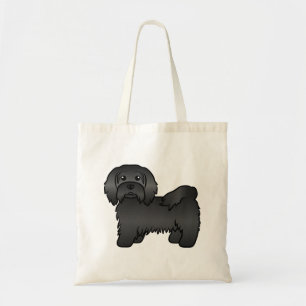 Schwarz-Havanese Niedlich Cartoon Dog Illustration Tragetasche