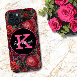 Schwarz Heiß rosa Rose Marmor Diamant Monogram Nam Case-Mate iPhone Hülle