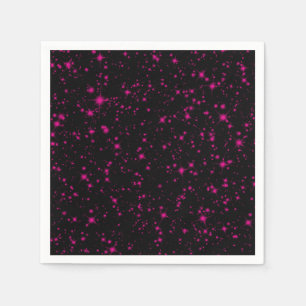 Schwarz & Heißrosa Glitzer Funkelnde Glitter Stern Serviette