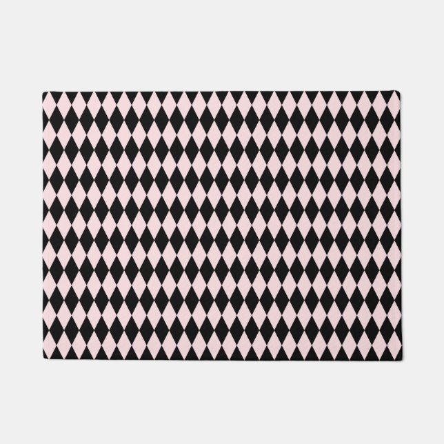 Schwarz/hellrosa Streifenmuster Minimal Abstrakt Fußmatte (Vorderseite)