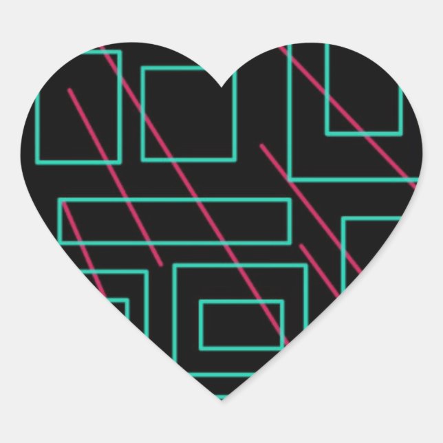 Schwarz-Hintergrund-Design Herz-Aufkleber (Vorderseite)