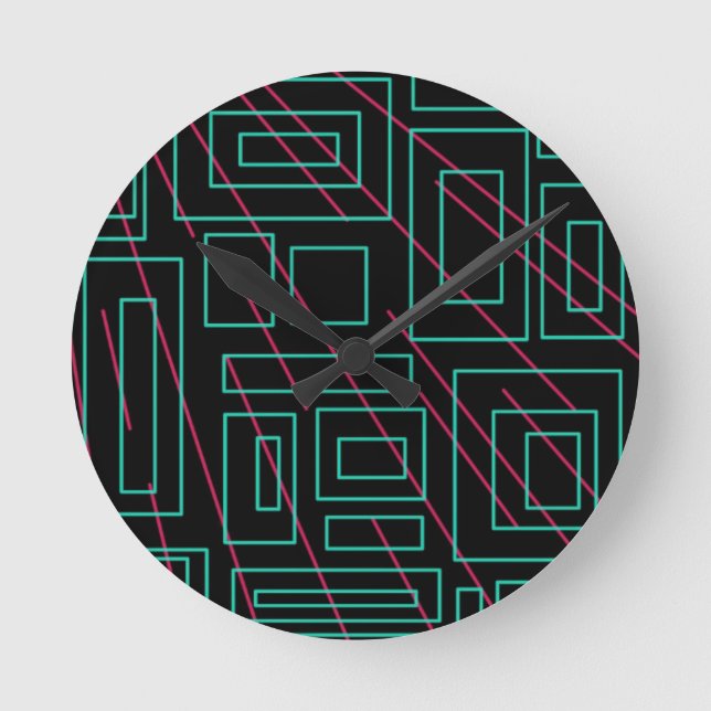 Schwarz-Hintergrund-Design Runde Wanduhr (Vorderseite)