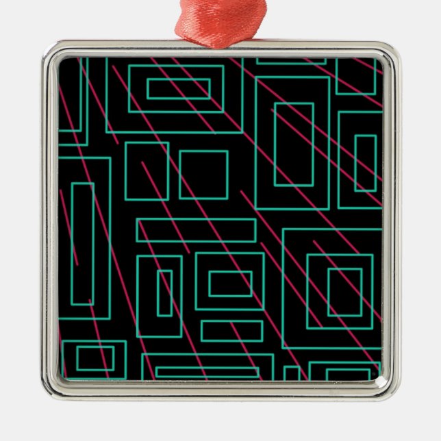 Schwarz-Hintergrund-Design Silbernes Ornament (Vorne)