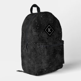 Schwarz-Hintergrund White Glitzern Monogram Bedruckter Rucksack